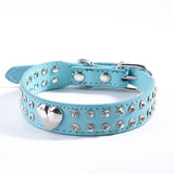 Dog Pet Buckle Leather Crystal Heart Collar Rhinestones Neck Strap
