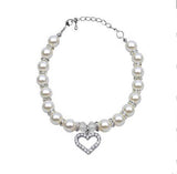 KIMHOME PET Fashion Pet Coller Puppy Dog Cat Pearl Necklace Pet Accessories Love Diamond Pets Dogs Cats Collar & Ldads Jewelry