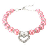 KIMHOME PET Fashion Pet Coller Puppy Dog Cat Pearl Necklace Pet Accessories Love Diamond Pets Dogs Cats Collar & Ldads Jewelry