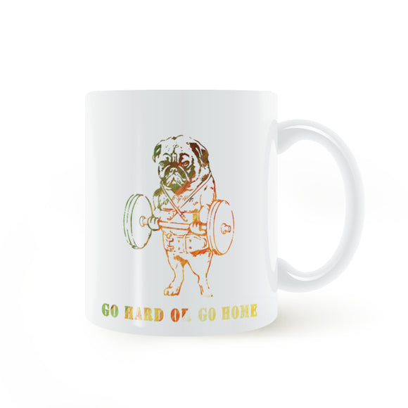 Cartoon Dog Weightlifting Go Hard Or Go Home Mug Coffee Milk Ceramic  Creative DIY Gifts Home Decor Mugs 11oz T248
