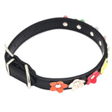 Sweet Flower Studded Puppy and Small Dog Collar in Leather