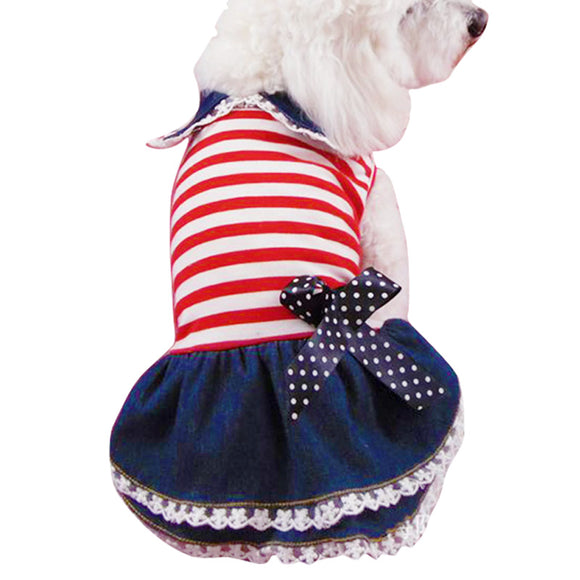 Spring Autumn Pet Dog Dresses Puppy Clothing Jeans Tutu Shirt Cat Outfit Coat Pajamas Clothes for Small Dog Pet Apparel 20S2