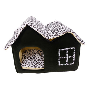New Pet Dog Cat Bed House Kennel Cushion Basket Puppy Dog Bed Cottage Coffee M
